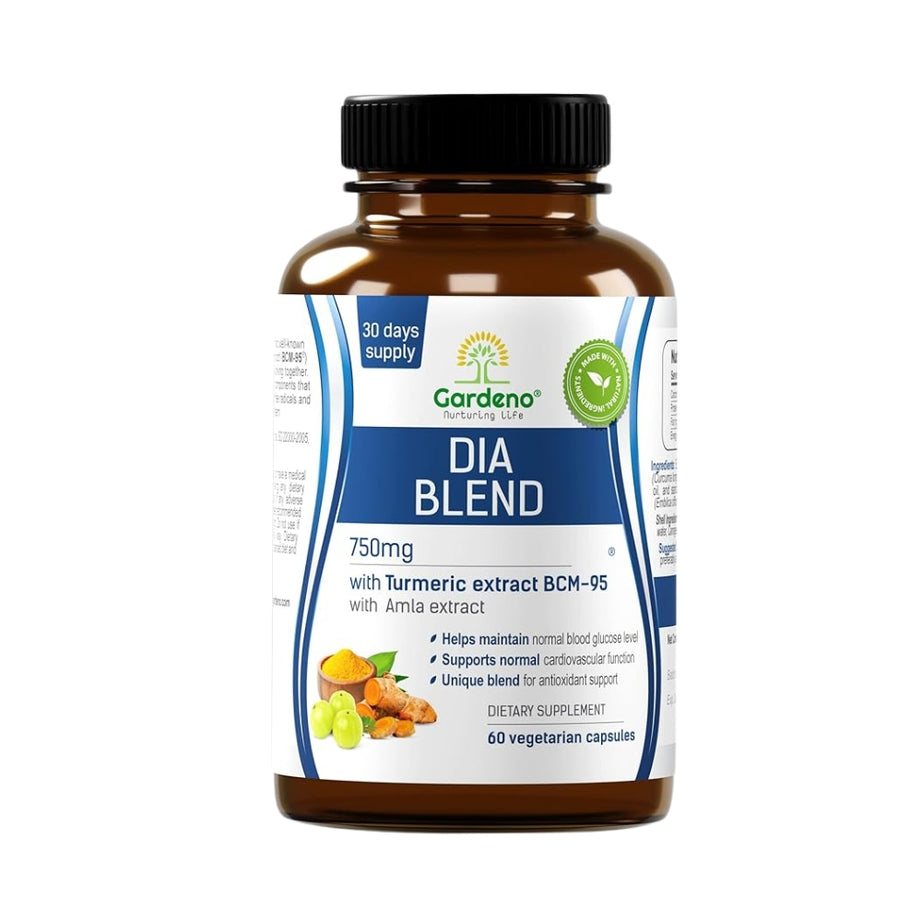 Gardeno Nurturing Life Dia Blend - Maintains Healthy Blood Sugar Levels - 60 Vegetable Capsules, 750mg Each