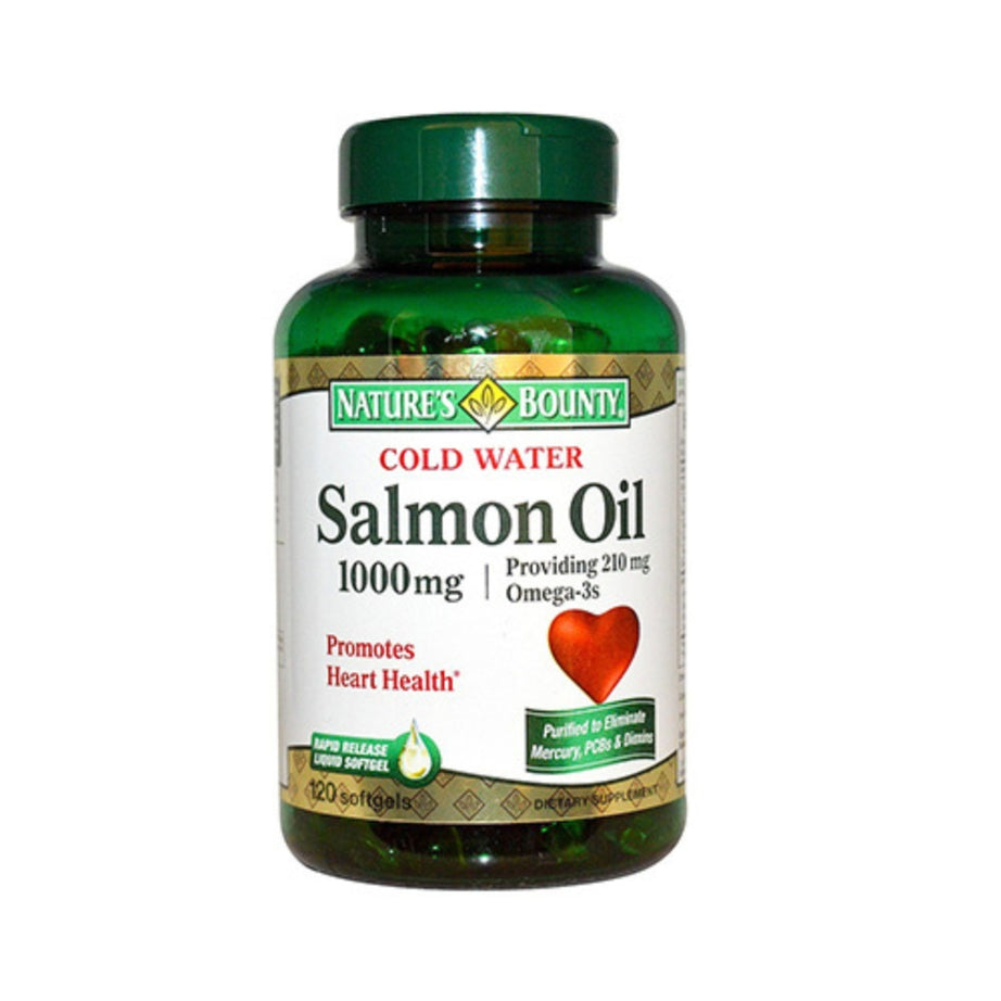 Nature's Bounty Cold Water Salmon Oil 1000mg Fish Oil Supplement Softgels, Pack of 120's